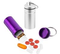 Pilulier de poche métal, 2 sacs de voyage portables imperméables à l'eau, boîte de drogue de sac, 25 carats Nitro/Nitroglycérine pilulier de poche (Argent + Violet)