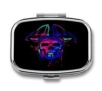 Pilulier De Poche Rectangulaire En Métal Capitaine De Crâne Coloré Utilisé Pour La Vitamine Médecine Pilulier Voyage En Plein Air