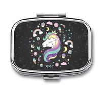 Pilulier De Poche Rectangulaire En Métal Glace Licorne Mignonne Utilisé Pour La Vitamine Médecine Pilulier Voyage En Plein Air