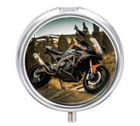 Pilulier de sport en forme de moto - Joli pilulier rond - Portable - Pour médicaments et vitamines - Organiseur pour sac à main