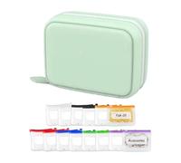 Pilulier de voyage - 14 compartiments imperméables réutilisables en tissu PVC | Trieur de tablettes hebdomadaire pour les personnes âgées, les , la maison, le bureau, le matin, l'après-midi et