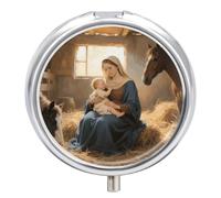 Pilulier de voyage 3 compartiments avec miroir - Étanche - 3 fois par jour - Portable - Pour sac à main et poche - Argenté