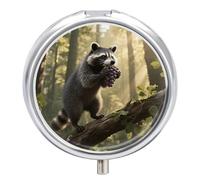 Pilulier de voyage 3 compartiments avec miroir - Étanche - 3 fois par jour - Portable - Pour sac à main et poche - Rond - Argenté