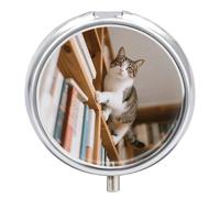 Pilulier de voyage 3 compartiments avec miroir - Étanche - 3 fois par jour - Portable - Pour sac à main et poche - Argenté