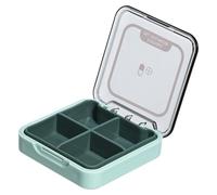Pilulier de voyage - 7,5 x 7,5 x 1,8 cm - Pilulier de voyage avec compartiment | Étui de transport pour pilules | Petit organisateur de médicaments étanche | Étui de rangement quotidien portable pour