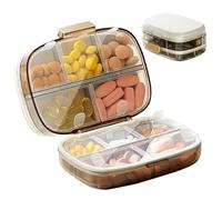 Pilulier de voyage 7 jours avec 10 compartiments - Étui à médicaments portable à triple fermeture, organisateur de stockage quotidien vitamines pour sac main et voyage, blanc
