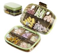 Pilulier de voyage 7 jours avec 10 compartiments - Étui à médicaments portable à triple fermeture, organisateur de stockage quotidien vitamines pour sac main et voyage, décoration GreenHome