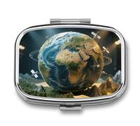 Pilulier de voyage à 2 compartiments avec miroir - Étanche - 2 fois par jour - Portable - Pour sac à main et poche - Rectangulaire - Argenté