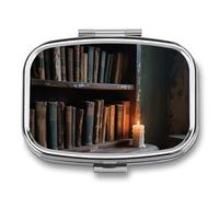 Pilulier de voyage à 2 compartiments avec miroir - Étanche - 2 fois par jour - Portable - Pour sac à main et poche - Rectangulaire - Argenté