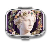 Pilulier de voyage à 2 compartiments avec miroir - Étanche - 2 fois par jour - Portable - Pour sac à main et poche - Rectangulaire - Argenté