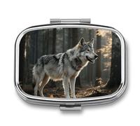 Pilulier de voyage à 2 compartiments avec miroir - Étanche - 2 fois par jour - Portable - Pour sac à main et poche - Rectangulaire - Argenté