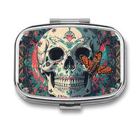 Pilulier de voyage à 2 compartiments avec miroir pour sac à main, poche ou portefeuille