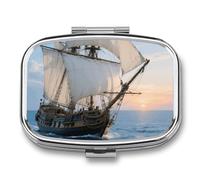 Pilulier de voyage à 2 compartiments avec miroir pour sac à main, poche ou portefeuille