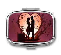 Pilulier de voyage à 2 compartiments avec miroir pour sac à main, poche ou portefeuille Motif silhouette de Kissing