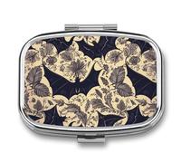 Pilulier de voyage à 2 compartiments avec motif de chauve-souris - Pilulier portable pour poche ou sac à main - Boîte à médicaments hebdomadaire pour médicaments quotidiens