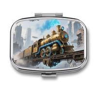 Pilulier de voyage à 2 compartiments avec petit miroir, pilulier portable pour poche et sac à main, joli étui à médicaments carré