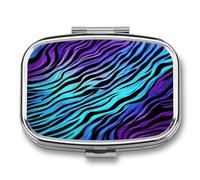 Pilulier de voyage à 2 compartiments pour poche, petit pilulier portable en métal pour contenir des vitamines et des huiles de poisson Violet/bleu/vert
