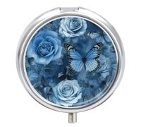 Pilulier de voyage à 3 compartiments - 3 fois par jour - Joli mini pilulier pour sac à main et poche - Boîte à médicaments portable en métal avec miroir - Récipient rond pour médicaments quotidiens et