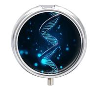 Pilulier de voyage à 3 compartiments avec miroir - Boîte à médicaments quotidienne en métal pour sac à main et poche - Petite boîte à médicaments ronde - Bleu