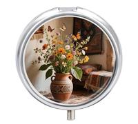 Pilulier de voyage à 3 compartiments avec miroir - Étanche - 3 fois par jour - Portable - Pour sac à main et poche - Argenté