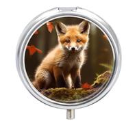 Pilulier de voyage à 3 compartiments avec motif de renard mignon - Pilulier portable pour poche ou sac à main - Boîte à médicaments hebdomadaire pour médicaments quotidiens