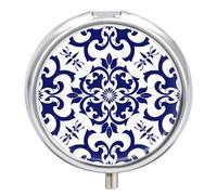 Pilulier de voyage à 3 compartiments de style floral décoratif - 3 fois par jour - Joli mini pilulier pour sac à main et poche - Boîte à médicaments portable en métal avec miroir - Récipient rond pour