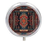 Pilulier de voyage à 3 compartiments de style mexicain - 3 compartiments par jour - Organiseur de vitamines portable avec miroir - Petit pilulier pour sac à main et poche - Joli récipient à