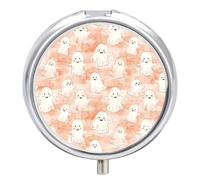 Pilulier de voyage à 3 compartiments, petit étui à médicaments, fantômes Kawaii de poche, récipient quotidien de pharmacie, distributeur de médicaments en métal pour stockage de suppléments d'huile de
