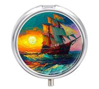 Pilulier de voyage à 3 compartiments, petit étui à médicaments, récipient de poche quotidien pour pharmacie, distributeur de médicaments en métal pour le stockage de suppléments de vitamines - Bateau