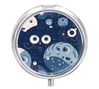 Pilulier de voyage à 3 compartiments pour sac à main et poche - Bleu - Motif dessin animé - Pilulier quotidien pour contenir des suppléments et des vitamines