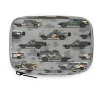 Pilulier de voyage à motif camion militaire de dessin animé avec fermeture éclair, sac de rangement quotidien pour vitamines portable, 8 emplacements pour la maison, le bureau, la salle de sport, les