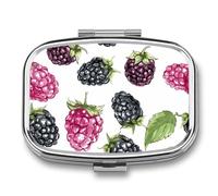 Pilulier de voyage à motif fruits BlackBerry - Pilulier quotidien pour compléments alimentaires - 2 compartiments - Pratique pour transporter et ranger des médicaments