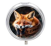 Pilulier de voyage amusant en forme de créature de renard pour sac à main, organiseur de médicaments hebdomadaire avec miroir, 3 compartiments ronds, pilulier portable pour le quotidien