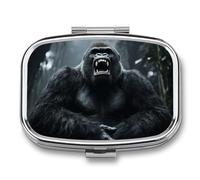 Pilulier de voyage Angry Gorilla - Pilulier hebdomadaire à 2 compartiments avec miroir - Pour sac à main, poche ou portefeuille