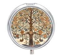 Pilulier de voyage arbre de vie pour sac à main, organiseur de médicaments hebdomadaire avec miroir, 3 compartiments ronds, pilulier portable pour le quotidien