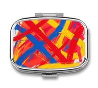 Pilulier de voyage - Art abstrait - Pilulier hebdomadaire à 2 compartiments avec miroir - Pour sac à main, poche ou portefeuille