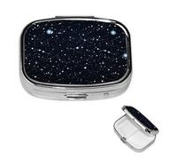 Pilulier de voyage avec 2 compartiments - Petit pilulier pour sac à main et poche - Organisateur de médicaments portable - Motif constellations et étoiles - Joli pilulier rond pour vitamines,