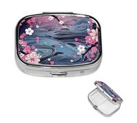 Pilulier de voyage avec 2 compartiments - Petit pilulier pour sac à main et poche - Organisateur de médicaments portable - Style japonais - Joli pilulier rond pour vitamines, médicaments, huile de