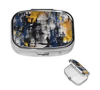 Pilulier de voyage avec 2 compartiments - Petit pilulier pour sac à main et poche - Organisateur de médicaments portable - Couleur bleu marine - Joli pilulier rond pour vitamines, médicaments, huile