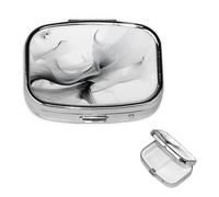Pilulier de voyage avec 2 compartiments - Petit pilulier pour sac à main et poche - Organiseur de médicaments portable - Noir et blanc - Joli pilulier rond pour vitamines, médicaments, huile de