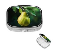 Pilulier de voyage avec 2 compartiments - Petit pilulier pour sac à main et poche - Organiseur portable pour médicaments - Poires sur l'arbre - Joli pilulier rond pour vitamines, médicaments, huile de