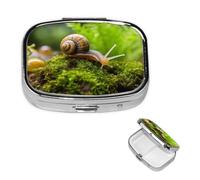 Pilulier de voyage avec 2 compartiments - Petit pilulier pour sac à main et poche - Organiseur portable pour médicaments - Escargot rampant - Joli récipient rond pour vitamines, médicaments, huile de