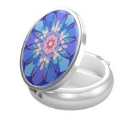 Pilulier de voyage avec 3 compartiments - Étui à médicaments portable pour poche ou sac à main (Mandala bleu marine)