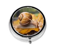 Pilulier de voyage avec 3 compartiments - Petit pilulier pour sac à main et poche - Organisateur de médicaments portable - Motif escargot dans les feuilles - Joli pilulier rond pour vitamines,