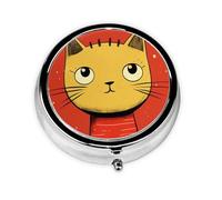 Pilulier de voyage avec 3 compartiments - Petit pilulier pour sac à main et poche - Organisateur de médicaments portable - Icône de chat mignon - Récipient rond pour vitamines, médicaments, huile de