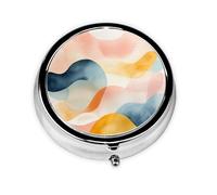 Pilulier de voyage avec 3 compartiments - Petit pilulier pour sac à main et poche - Organiseur de médicaments portable - Aquarelle - Joli pilulier rond pour vitamines, médicaments, huile de poisson