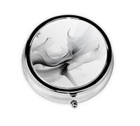 Pilulier de voyage avec 3 compartiments - Petit pilulier pour sac à main et poche - Organiseur de médicaments portable - Noir et blanc - Joli pilulier rond pour vitamines, médicaments, huile de