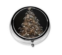 Pilulier de voyage avec 3 compartiments - Petit pilulier pour sac à main et poche - Organiseur de médicaments portable - Arbre de Noël - Joli pilulier rond pour vitamines, médicaments, huile de