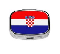 Pilulier de voyage avec drapeau de la République de Croatie. Pilulier à 2 compartiments, mini pilulier portable, boîte de rangement pour médicaments vitaminés