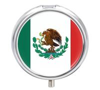 Pilulier de voyage avec drapeau du Mexique - Étanche - Portable - En métal - Étanche à l'humidité - Avec 3 compartiments
